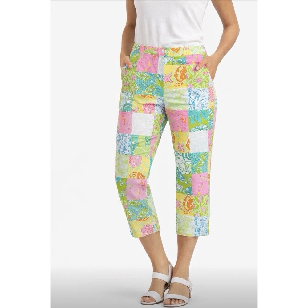 Lilly Pulitzer Women’s Crop Ankle Pants Multicolor Sea Life Print Size 6 Y2K